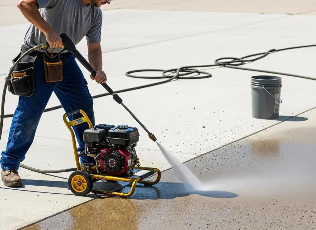 J&P Coatings shows how power washing can quickly clean tough dirt from concrete, making surfaces look cleaner and brighter.