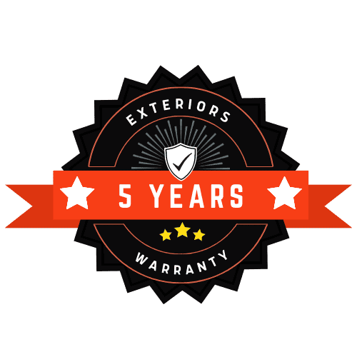 This image shows that J&P Coatings offers a 5-year warranty on exteriors, highlighting their trusted quality.