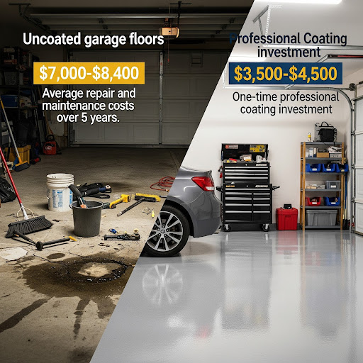 J&P Coatings saves money with a one-time floor coating, compared to expensive cleanups and repairs over several years.