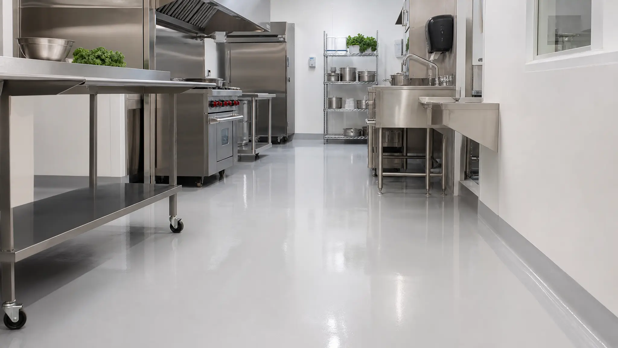 J&P Coatings shows an organized, bright kitchen that looks new, welcoming, and ready for cooking or preparing fresh meals.