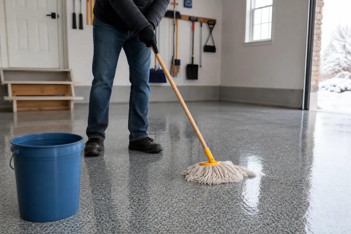 J&P Coatings helps keep your garage floor clean and ready for any weather, even during snowy days.