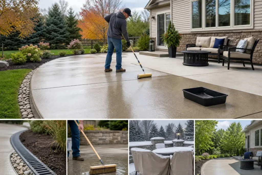 J&P Coatings demonstrates how their sealant protects a backyard patio and keeps outdoor spaces ready for any season.