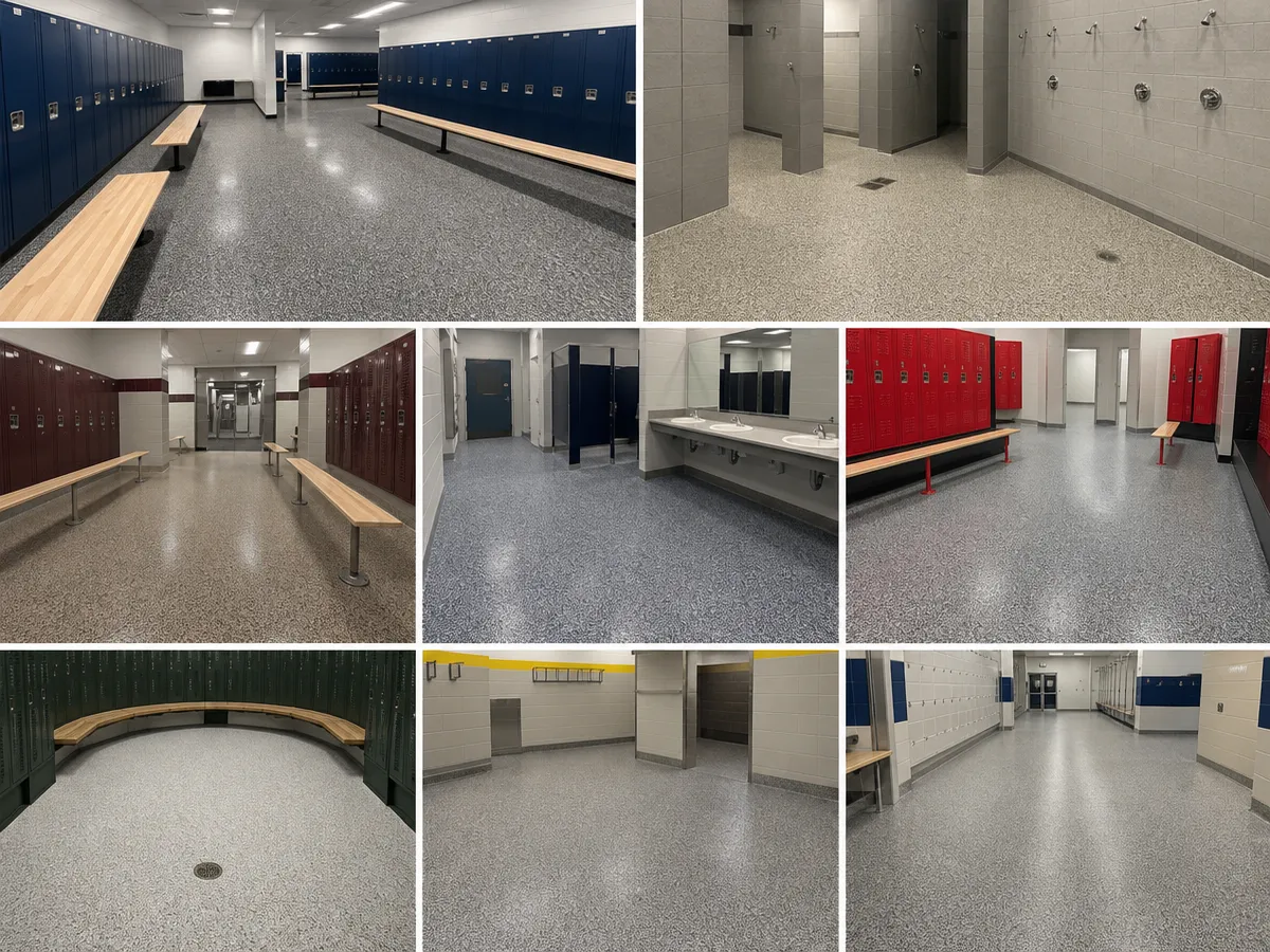 J&P Coatings shows neat and updated locker rooms that look safe, fresh, and ready for people to use.