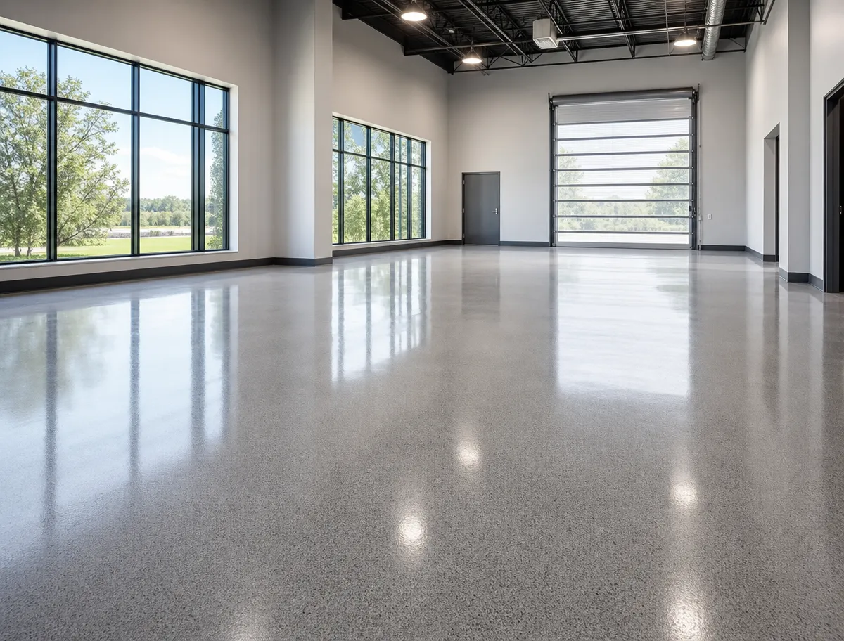 A clean, open space by J&P Coatings that looks ready for work or events, bright with lots of natural light.