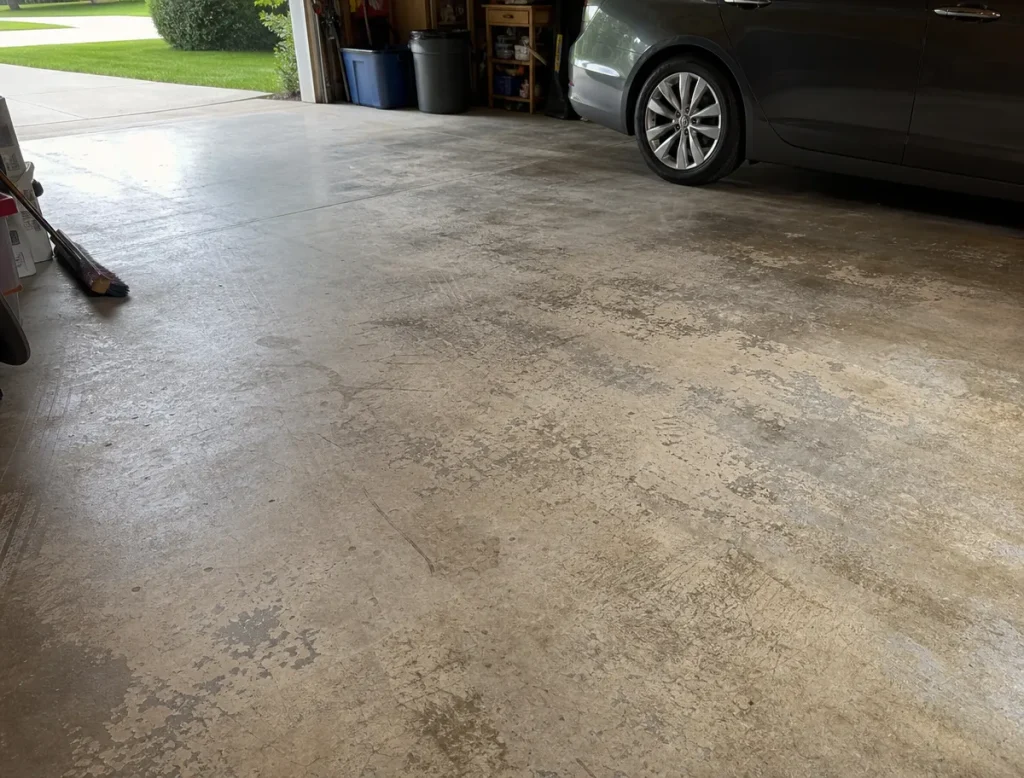 A J&P Coatings garage shows neatness and space, with easy access to storage and parking for a family car.