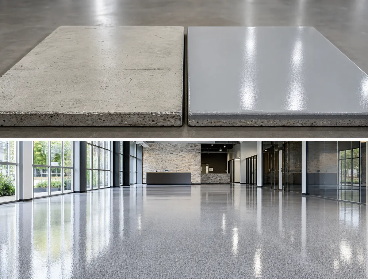 J&P Coatings tiles offer both matte and glossy options, showing how they can upgrade a modern lobby look.